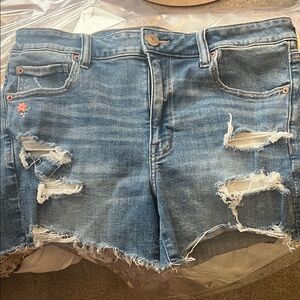 American Eagle Outfitters Ripped Light Blue Jean Shorts